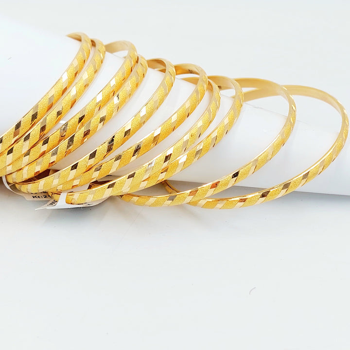 Thin Engraved Bangle Made of 21K Gold by Saeed Jewelry 
