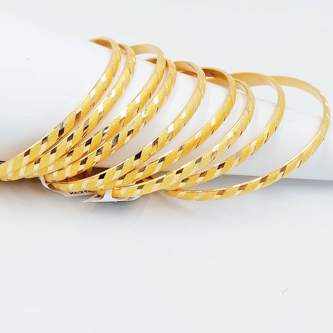 Thin Engraved Bangle Made of 21K Gold by Saeed Jewelry 