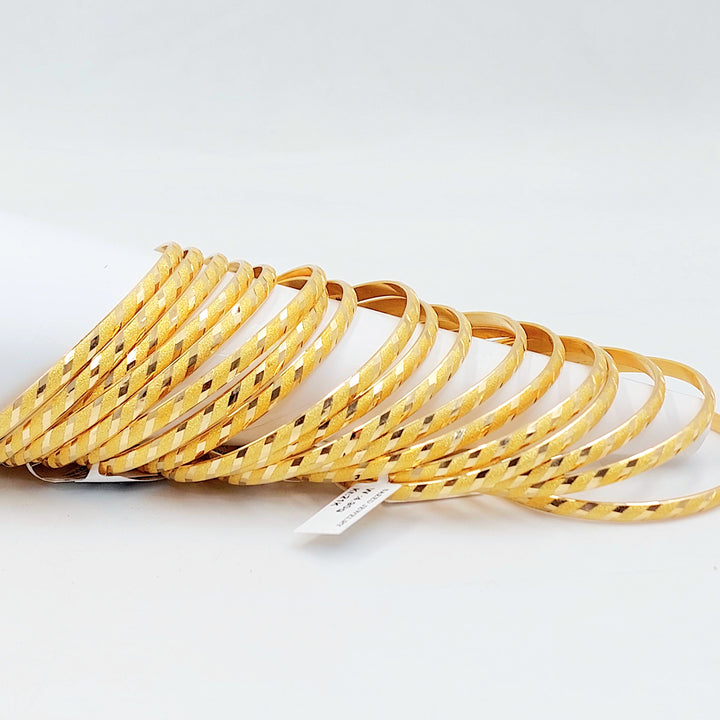 Thin Engraved Bangle Made of 21K Gold by Saeed Jewelry 