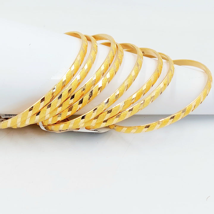 Thin Engraved Bangle Made of 21K Gold by Saeed Jewelry 