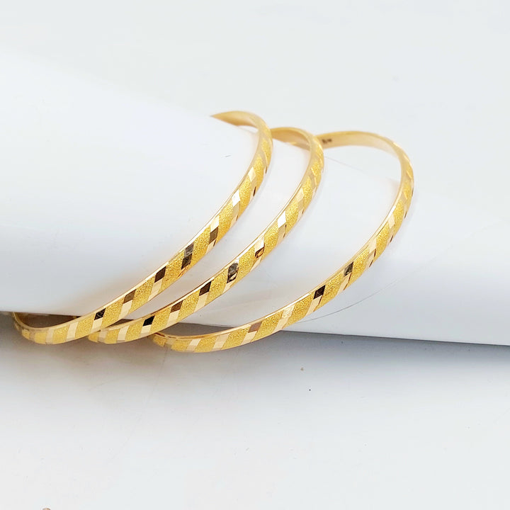 Thin Engraved Bangle Made of 21K Gold by Saeed Jewelry 