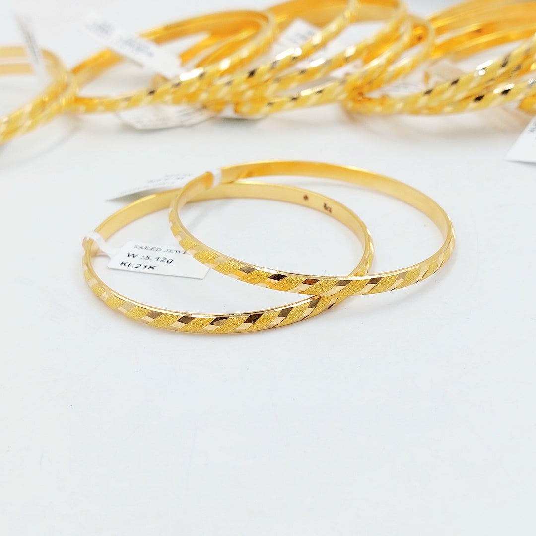 Thin Engraved Bangle Made of 21K Gold by Saeed Jewelry 