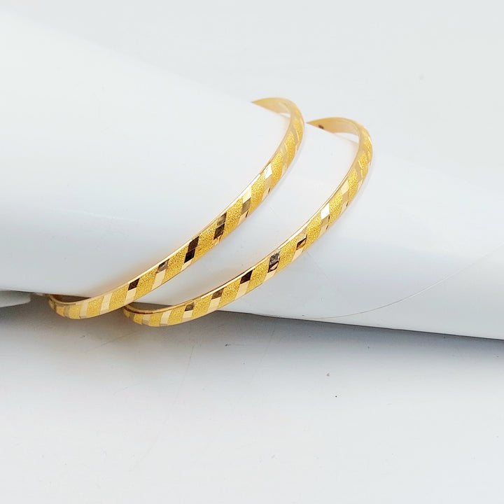 Thin Engraved Bangle Made of 21K Gold by Saeed Jewelry 