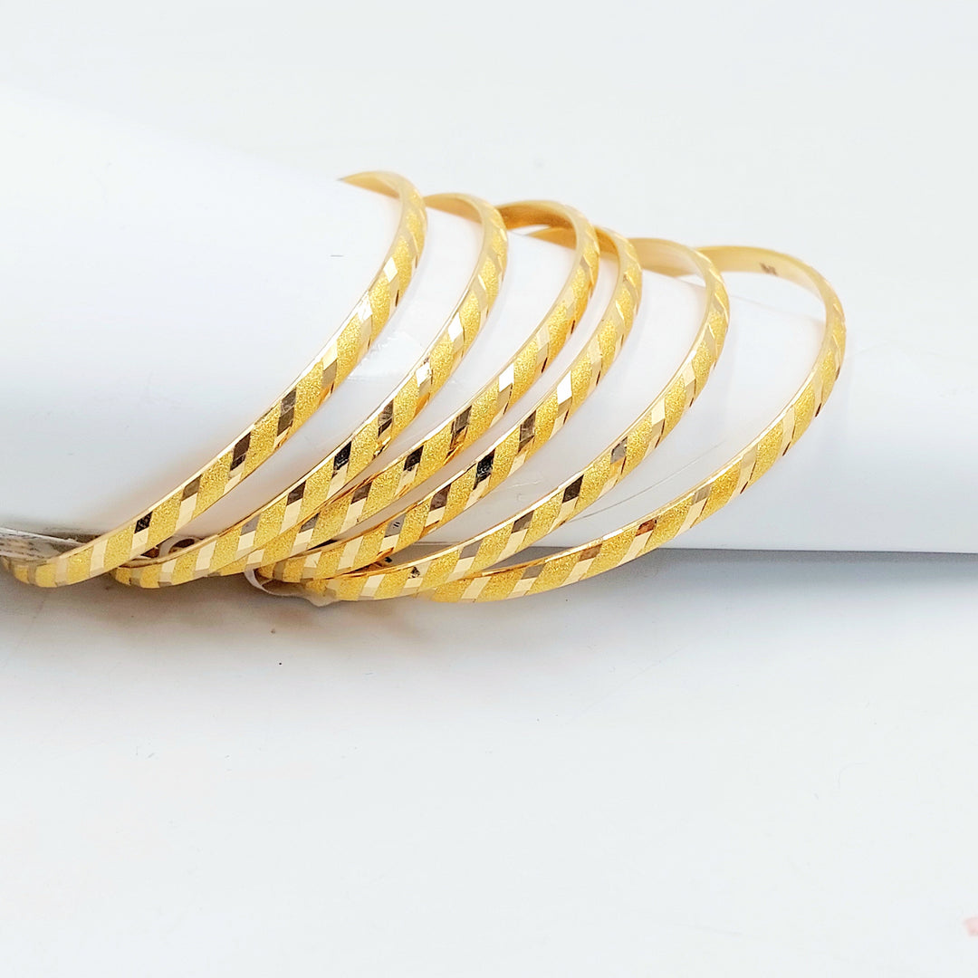 Thin Engraved Bangle Made of 21K Gold by Saeed Jewelry 