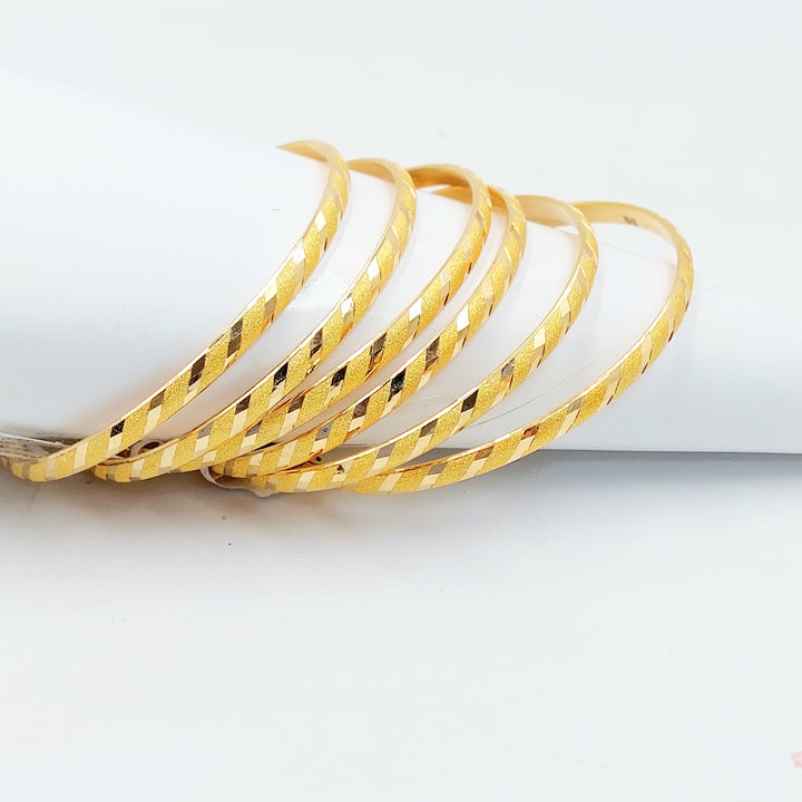 Thin Engraved Bangle Made of 21K Gold by Saeed Jewelry 