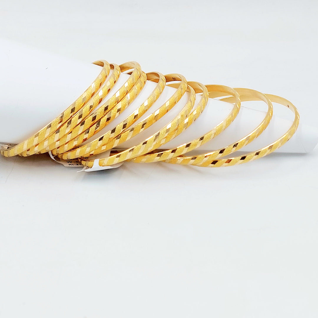 Thin Engraved Bangle Made of 21K Gold by Saeed Jewelry 