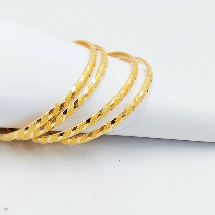 Thin Engraved Bangle Made of 21K Gold by Saeed Jewelry 