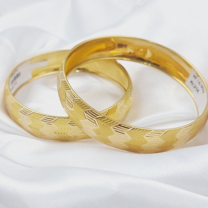 Wide CNC Bangle Made of 21K Gold by Saeed Jewelry 