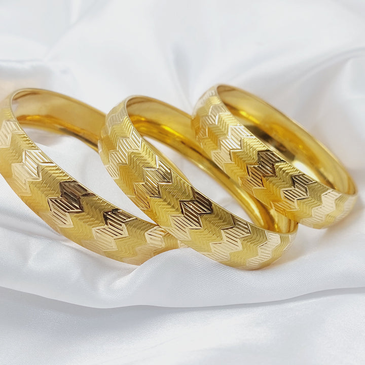 Wide CNC Bangle Made of 21K Gold by Saeed Jewelry 