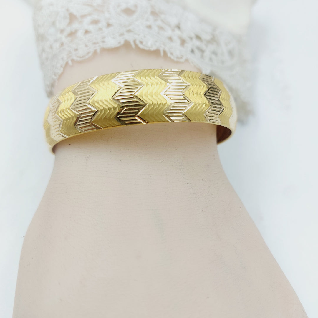 Wide CNC Bangle Made of 21K Gold by Saeed Jewelry 