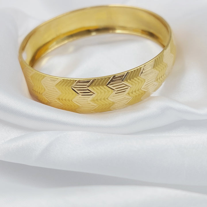 Wide CNC Bangle Made of 21K Gold by Saeed Jewelry 