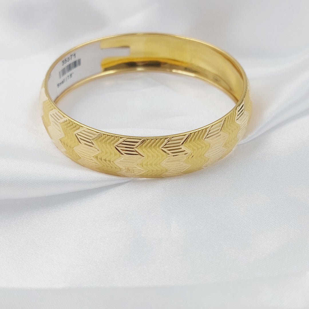 Wide CNC Bangle Made of 21K Gold by Saeed Jewelry 