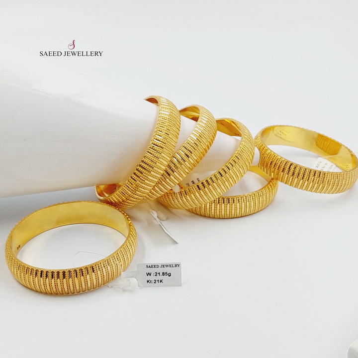 21K سحبة نقش عريض-مجوهرات الشيخ سعيد-Saeed Jewelry 