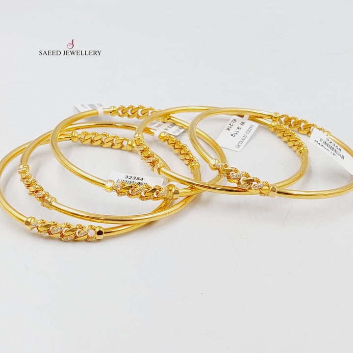 21K Gold Zircon Studded Figaro Bangle by Saeed Jewelry - Image 6