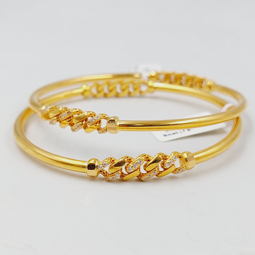 21K Gold Zircon Studded Figaro Bangle by Saeed Jewelry - Image 3