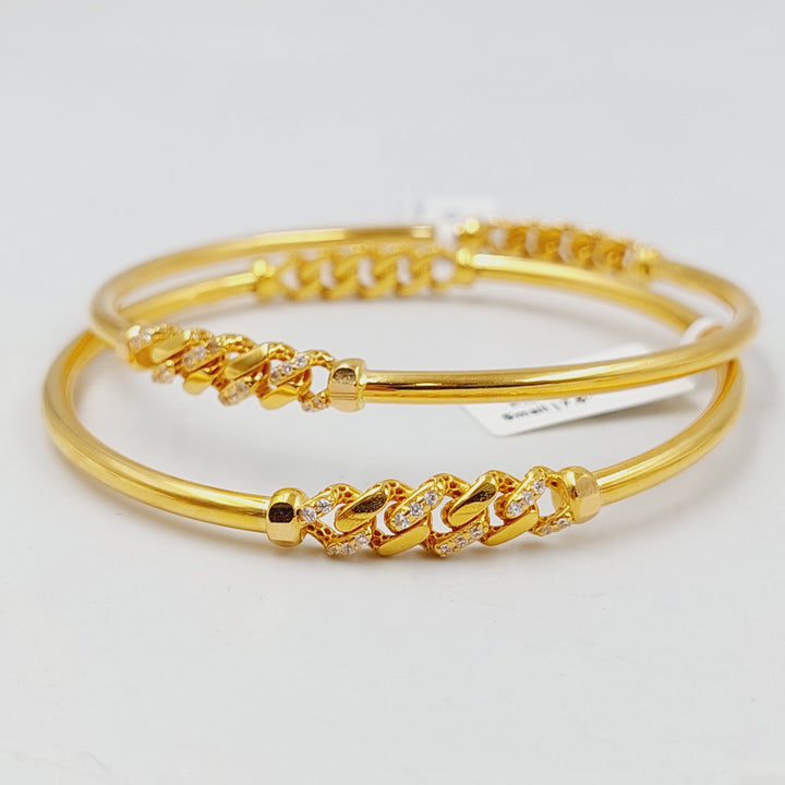 21K Gold Zircon Studded Figaro Bangle by Saeed Jewelry - Image 3