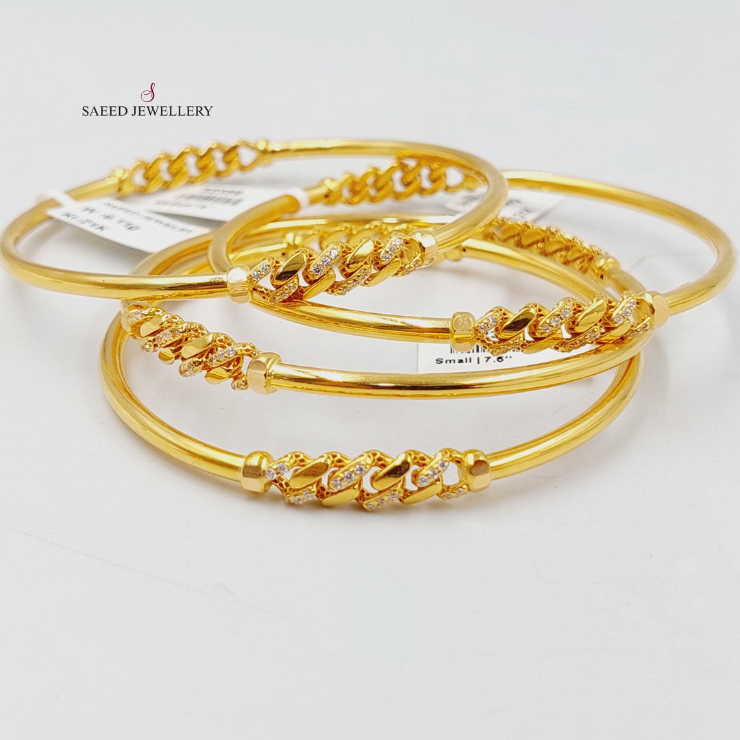 21K Gold Zircon Studded Figaro Bangle by Saeed Jewelry - Image 5