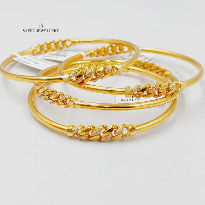 21K Gold Zircon Studded Figaro Bangle by Saeed Jewelry - Image 5