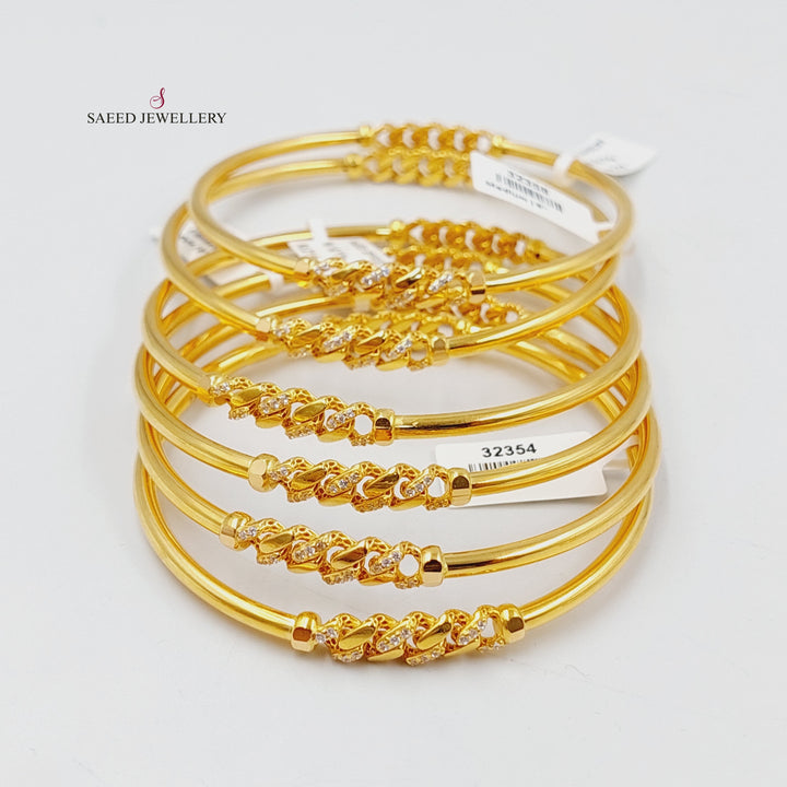 21K Gold Zircon Studded Figaro Bangle by Saeed Jewelry - Image 8