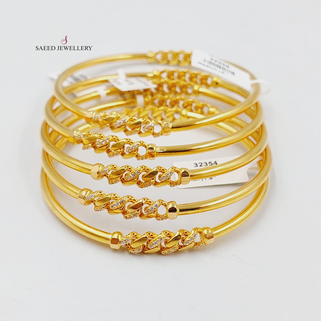 21K Gold Zircon Studded Figaro Bangle by Saeed Jewelry - Image 7