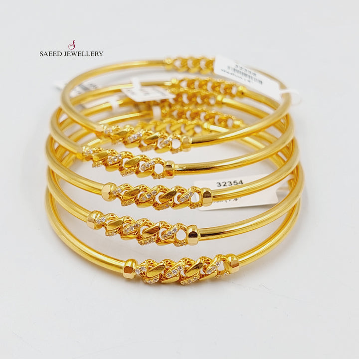 21K Gold Zircon Studded Figaro Bangle by Saeed Jewelry - Image 7