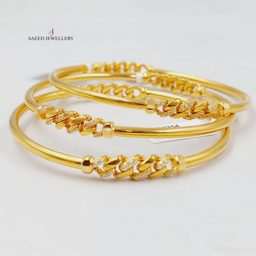 21K Gold Zircon Studded Figaro Bangle by Saeed Jewelry - Image 4