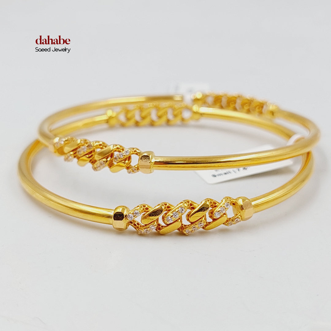 21K Gold Zircon Figaro Bangle