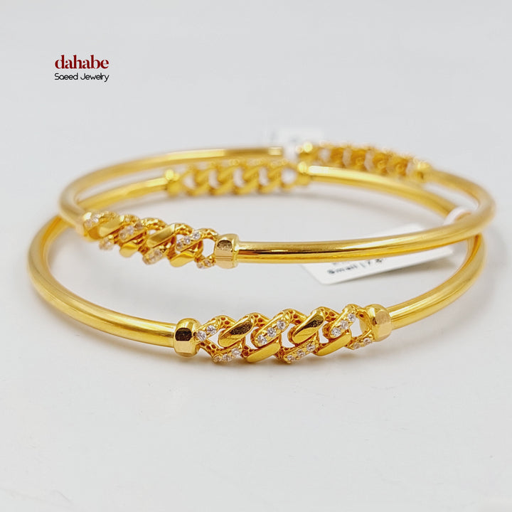 21K Gold Zircon Figaro Bangle