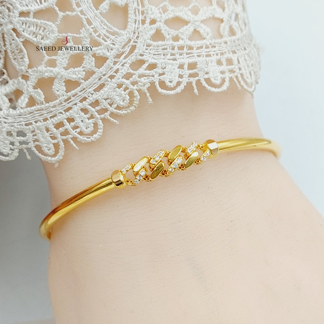 21K Gold Zircon Studded Figaro Bangle by Saeed Jewelry - Image 9