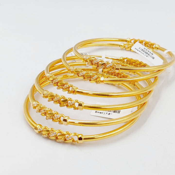 21K Gold Zircon Studded Figaro Bangle by Saeed Jewelry - Image 1