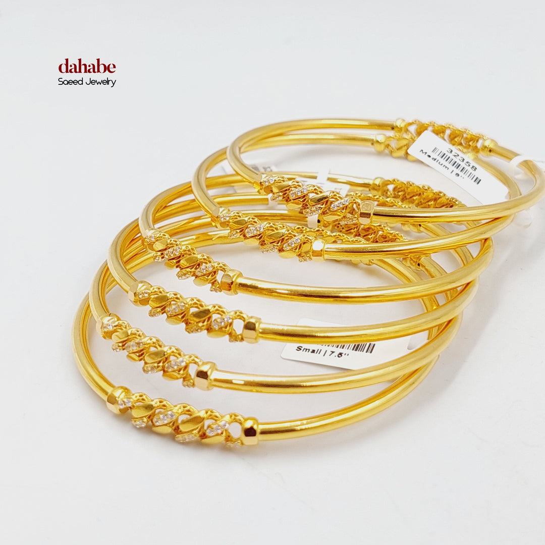 21K Gold Zircon Figaro Bangle