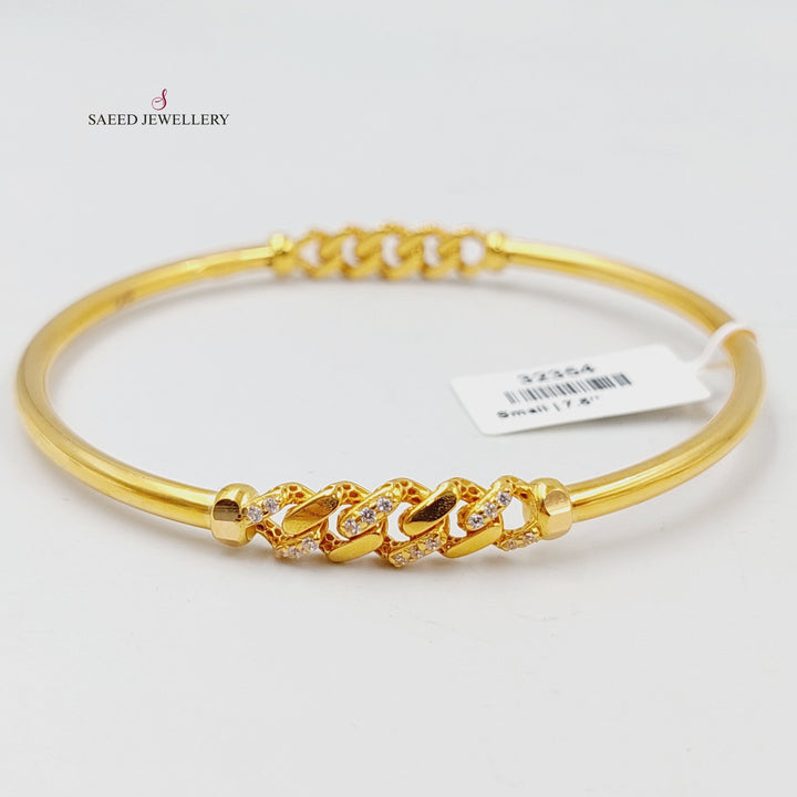 21K Gold Zircon Studded Figaro Bangle by Saeed Jewelry - Image 2