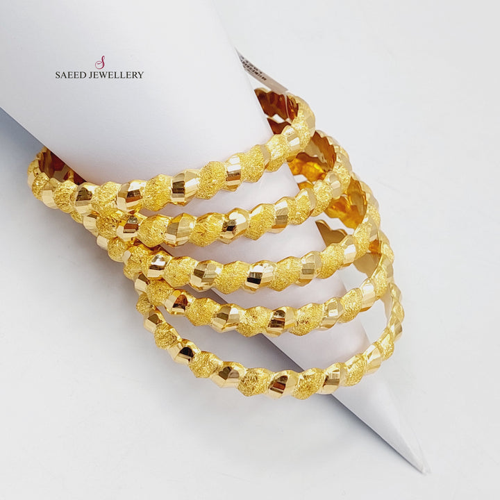 21K Gold Sanded Twisted Bangle by Saeed Jewelry - Image 6