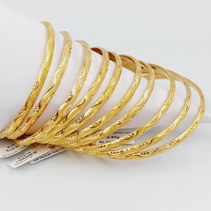 21K Gold Thin Laser Bangle by Saeed Jewelry - Image 11