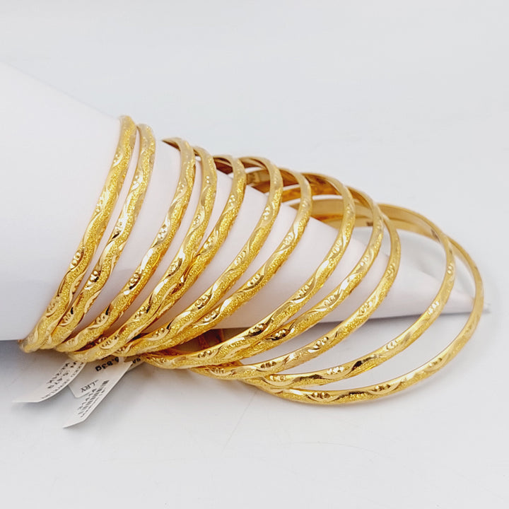 21K Gold Thin Laser Bangle by Saeed Jewelry - Image 13