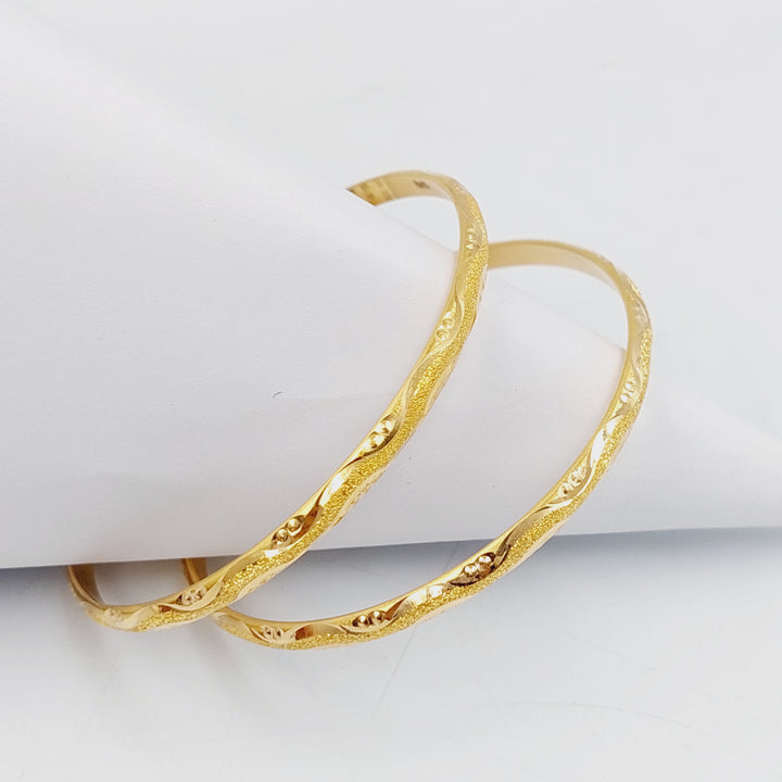 21K Gold Thin Laser Bangle by Saeed Jewelry - Image 3