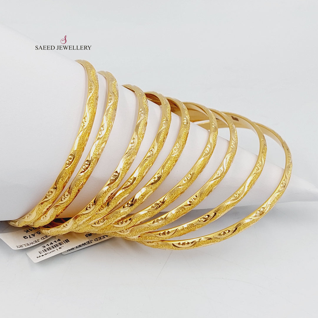 21K Gold Thin Laser Bangle by Saeed Jewelry - Image 10