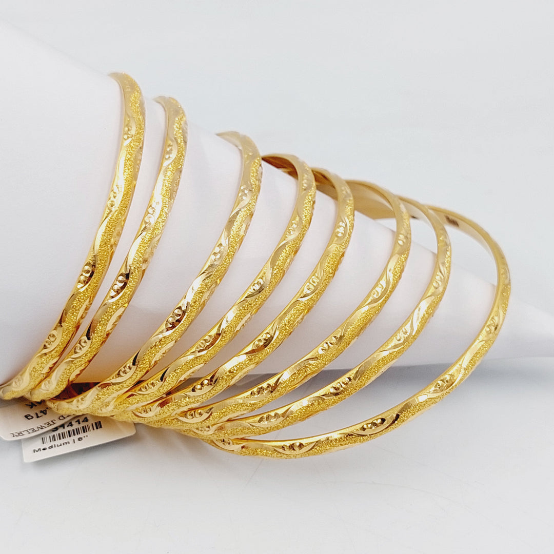 21K Gold Thin Laser Bangle by Saeed Jewelry - Image 9