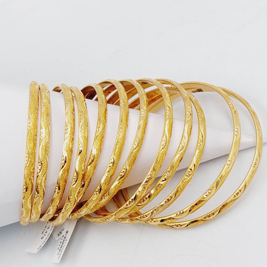 21K Gold Thin Laser Bangle by Saeed Jewelry - Image 14