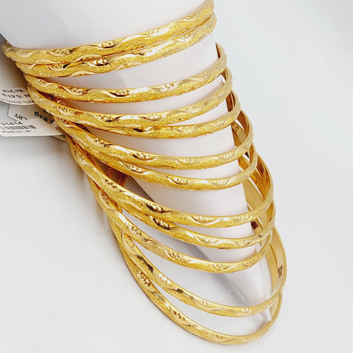 21K Gold Thin Laser Bangle by Saeed Jewelry - Image 15