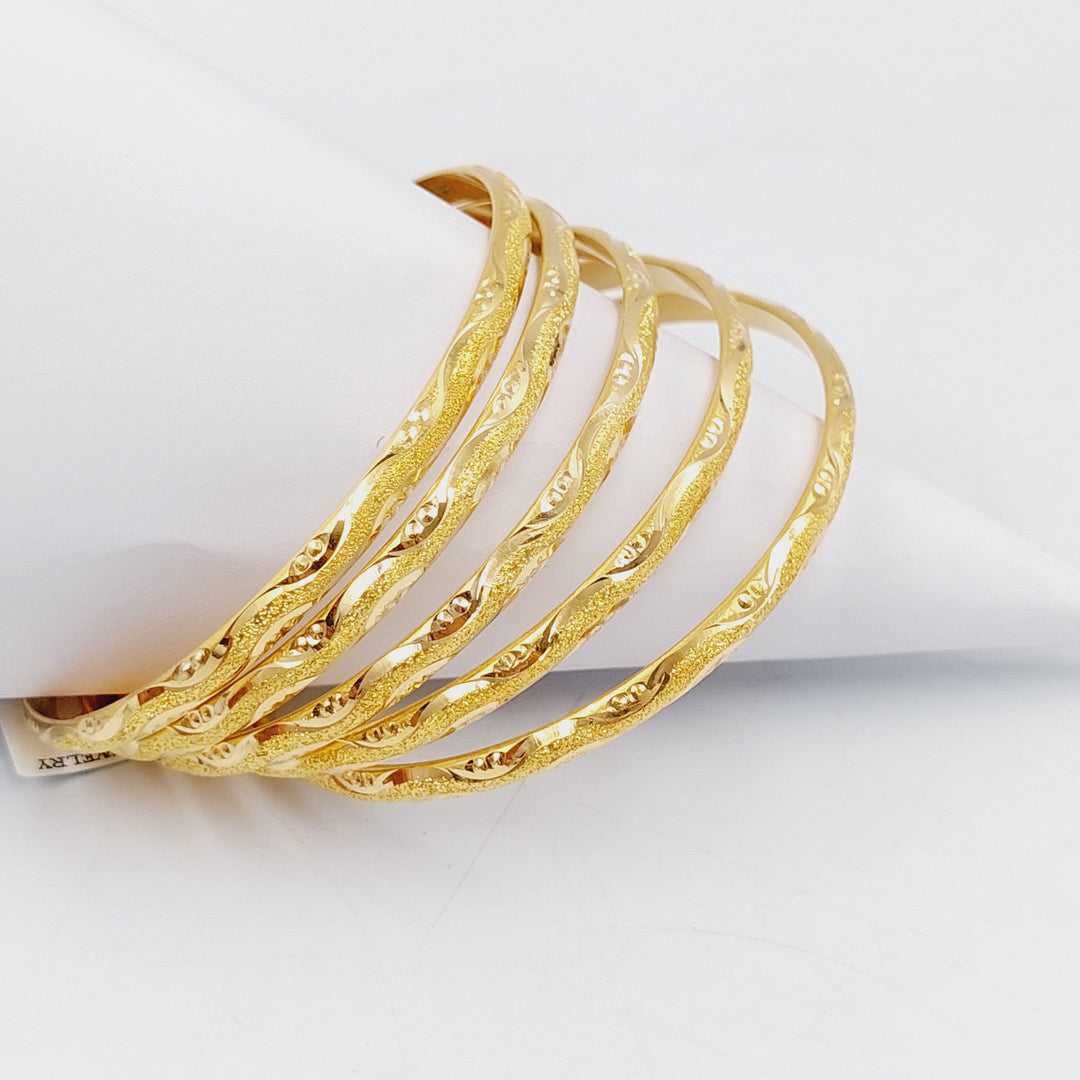 21K Gold Thin Laser Bangle by Saeed Jewelry - Image 6