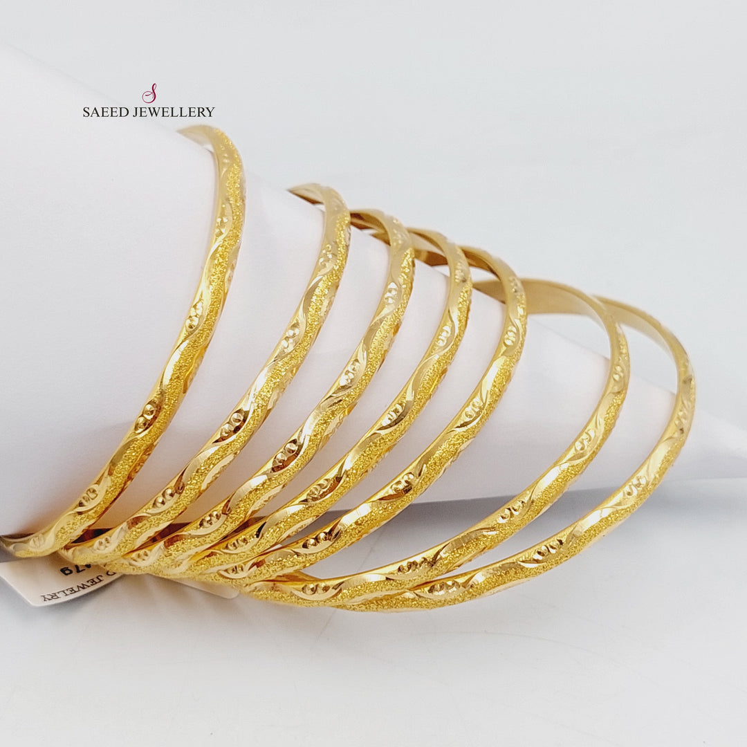 21K Gold Thin Laser Bangle by Saeed Jewelry - Image 8