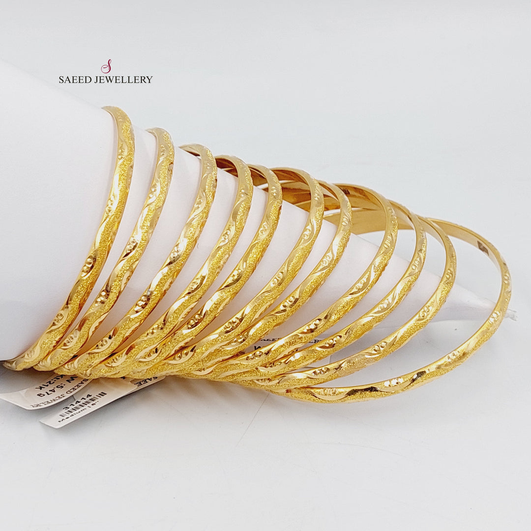 21K Gold Thin Laser Bangle by Saeed Jewelry - Image 12