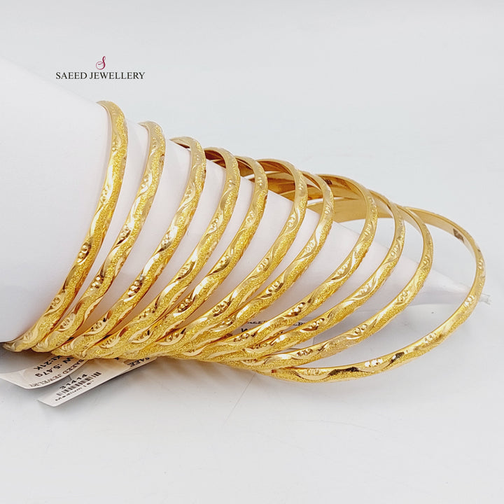 21K Gold Thin Laser Bangle by Saeed Jewelry - Image 12