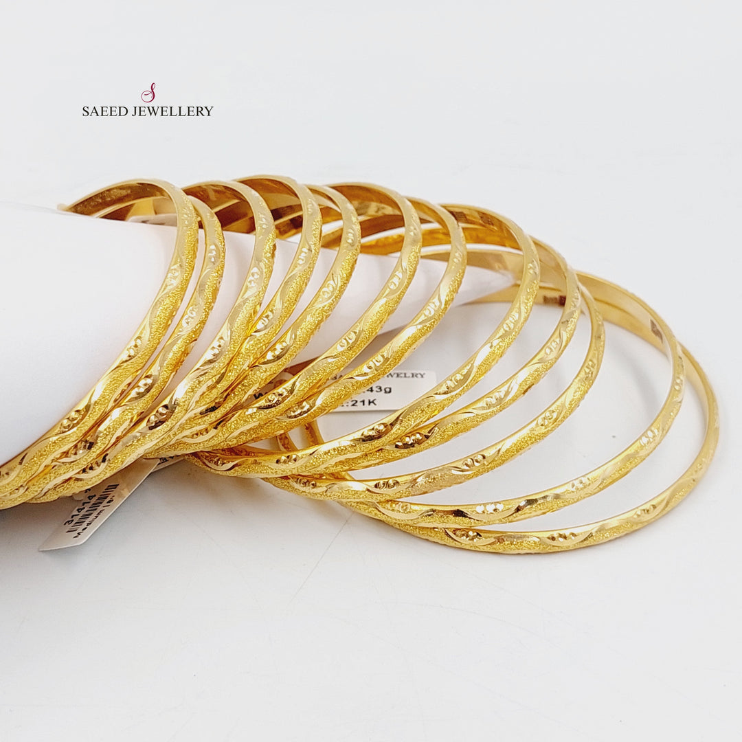 21K Gold Thin Laser Bangle by Saeed Jewelry - Image 1