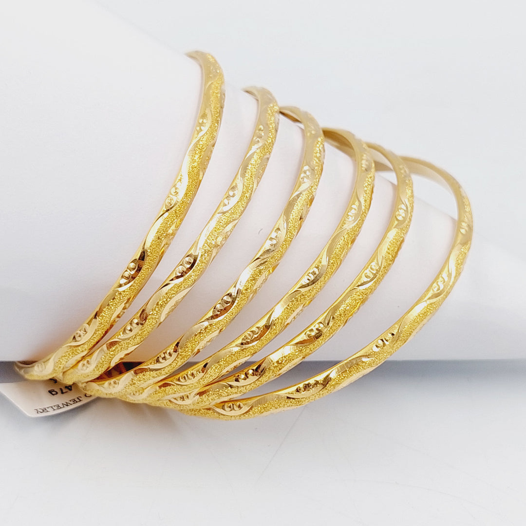 21K Gold Thin Laser Bangle by Saeed Jewelry - Image 7