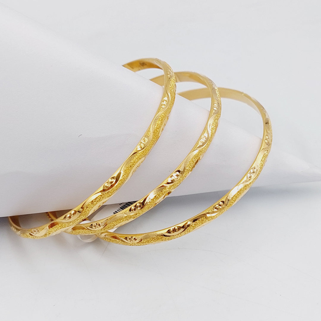 21K Gold Thin Laser Bangle by Saeed Jewelry - Image 4