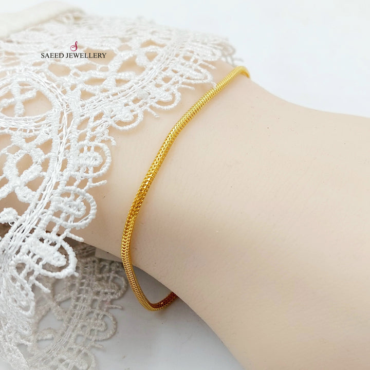 2mm Snake Bracelet Made of 21K Gold by Saeed Jewelry 