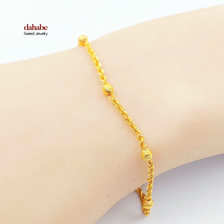 Balls Rope Bracelet Made of 21K Gold by Saeed Jewelry 