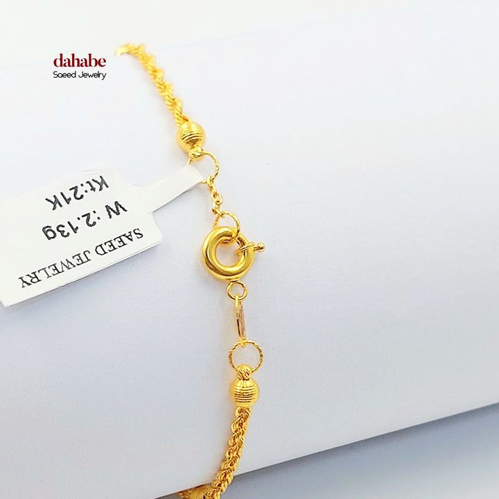 Balls Rope Bracelet Made of 21K Gold by Saeed Jewelry 